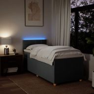 Боксспринг легло с матрак, тъмносиво, 100x200 см, плат