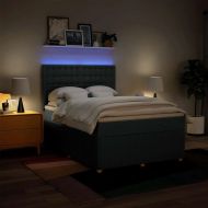 Боксспринг легло с матрак, синьо, 160x200 см, плат