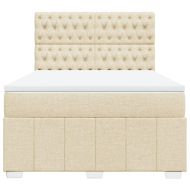 Боксспринг легло с матрак, кремава, 160x200 см, плат