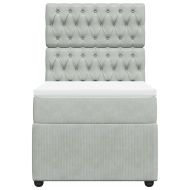 Боксспринг легло с матрак, светлосива, 90x190 см, кадифе