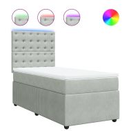 Боксспринг легло с матрак, светлосиво, 100x200 см, кадифе