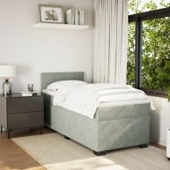 Боксспринг легло с матрак, светлосиво, 100x200 см, кадифе