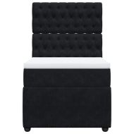 Боксспринг легло с матрак, черна, 90x190 см, кадифе