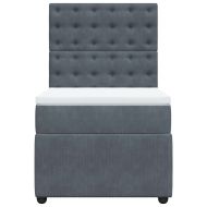 Боксспринг легло с матрак, тъмносиво, 80x200 см, кадифе