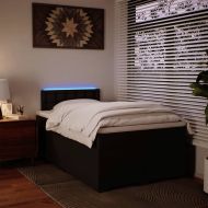 Боксспринг легло с матрак, черно, 120x190 см, изкуствена кожа