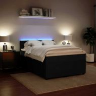 Боксспринг легло с матрак, черно, 140x190 см, кадифе