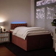 Боксспринг легло с матрак, розово, 120x190 см, кадифе