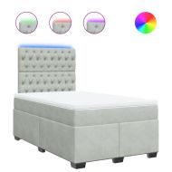 Боксспринг легло с матрак, светлосива, 120x190 см, кадифе