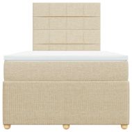 Боксспринг легло с матрак, кремаво, 120x200 см, плат