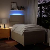 Боксспринг легло с матрак, кремаво, 120x200 см, плат