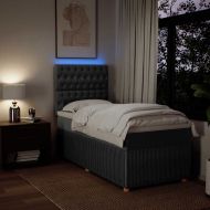 Боксспринг легло с матрак, тъмносиво, 90x200 см, плат