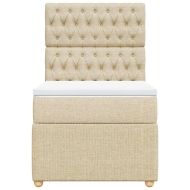 Боксспринг легло с матрак, кремава, 90x200 см, плат