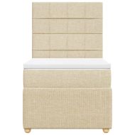 Боксспринг легло с матрак, кремаво, 100x200 см, плат