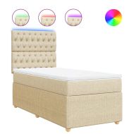 Боксспринг легло с матрак, кремаво, 100x200 см, плат