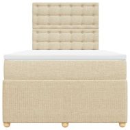 Боксспринг легло с матрак, кремаво, 120x190 см, плат