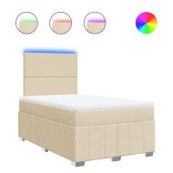 Боксспринг легло с матрак, кремаво, 120x190 см, плат