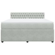 Боксспринг легло с матрак, светлосиво, 180x200 см, кадифе