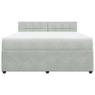 Боксспринг легло с матрак, светлосиво, 180x200 см, кадифе