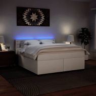 Боксспринг легло с матрак, бяло, 180x200 см, изкуствена кожа