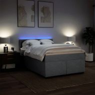 Боксспринг легло с матрак, светлосиво, 160x200 см, плат