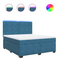 Боксспринг легло с матрак, синьо, 180x200 см, кадифе