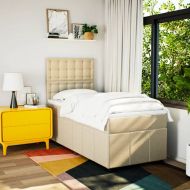 Боксспринг легло с матрак, кремава, 80x200 см, плат