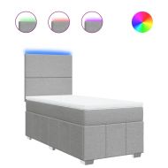 Боксспринг легло с матрак, светлосива, 90x190 см, плат