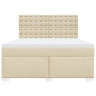 Боксспринг легло с матрак, кремава, 180x200 см, плат