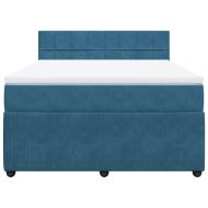 Боксспринг легло с матрак, синьо, 140x200 см, кадифе