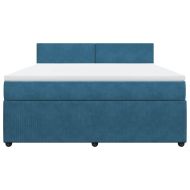 Боксспринг легло с матрак, синьо, 180x200 см, кадифе