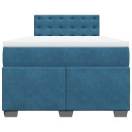 Боксспринг легло с матрак, синьо, 120x190 см, кадифе