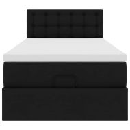 Османска легло с матрак&LED, черно, 80x200 см, изкуствена кожа