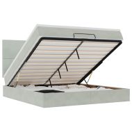 Османска легло с матраци и LED, светлосиво, 160x200 см, кадифе