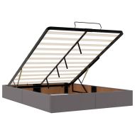 Османска легло с матраци&LED, сиво, 140x200 см, изкуствена кожа