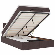 Османска легло с матрак и LED, тъмнокафяво, 120x200 см, плат