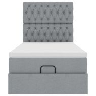 Османска легло с матрак и LED, светлосиво, 100x200 см, плат