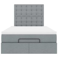 Османска легло с матрак и LED, светлосиво, 120x200 см, плат