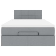 Османска легло с матрак и LED, светлосиво, 120x200 см, плат