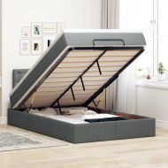 Османска легло с матрак и LED, тъмносиво, 120x200 см, плат