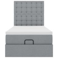 Османска легло с матрак и LED, светлосиво, 90x190 см, плат