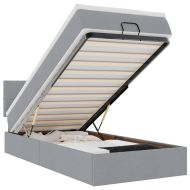 Османска легло с матрак и LED, светлосиво, 90x190 см, плат