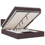 Османска легло с матрак и LED, тъмнокафяво, 140x200 см, плат