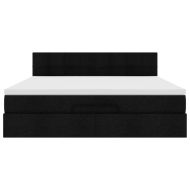 Османска легло с матрак и LED, черно, 180x200 см, плат