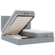 Османска легло с матрак и LED, светлосиво, 200x200 см, плат