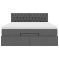 Османска легло с матрак и LED, тъмносиво, 140x200 см, плат