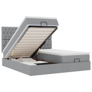 Османска легло с матрак и LED, светлосиво, 200x200 см, плат