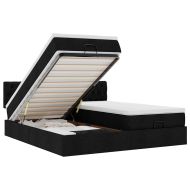 Османска легло с матрак и LED, черно, 200x200 см, плат