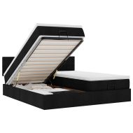 Османска легло с матрак и LED, черно, 200x200 см, плат