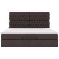 Османска легло с матрак и LED, тъмнокафяво, 160x200 см, плат