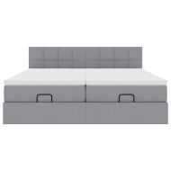 Османска легло с матрак и LED, светлосиво, 200x200 см, плат